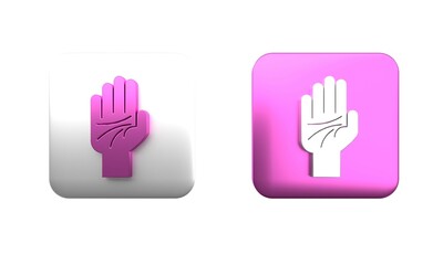 Fototapeta premium Colorful Palmistry of the hand icon isolated on white background. Square button. 3D render illustration