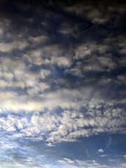 Obraz premium Dark Moody Cloudy Blue And Red Sky at Sunset Rainclouds