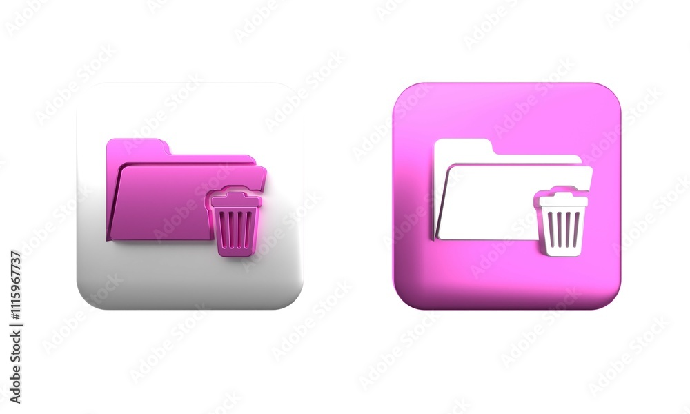 Poster colorful delete folder icon isolated on white background. folder with recycle bin. delete or error f