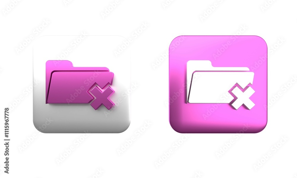 Poster colorful delete folder icon isolated on white background. folder with recycle bin. delete or error f