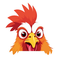 Obraz premium Rooster Peeking Cute Adorable Funny Animal Cartoon Style Illustration