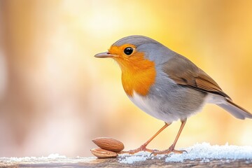 Robin - Erithacus rubecula. Beautiful simple AI generated image