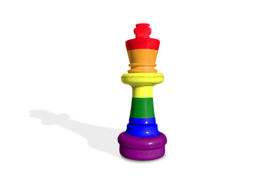 Chess made from LGBT flag on a transparent background