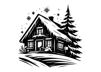 Naklejka premium Winter Silhouette Vector Illustration