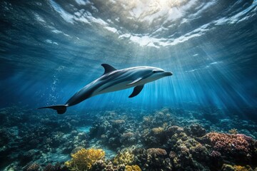 Obraz premium kids-boy and girl- watching fishes in aquarium. Beautiful simple AI generated image