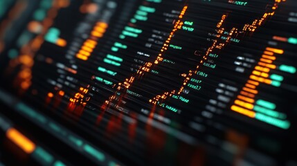 Obraz premium Digital data visualization displaying financial metrics and market trends.