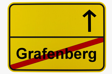 Obraz premium Illustration eines Ortsausgangsschildes von Grafenberg in Baden-Württemberg 