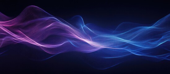 Obraz premium Abstract blue and purple wave flowing on dark background.
