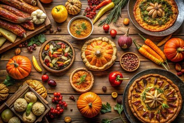 Fototapeta premium A plate of thanksgiving food with a turkey on the top