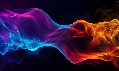 Obraz premium Dynamic swirls of color showcasing flowing patterns against a dark background in vibrant hues of orange, pink, and blue 