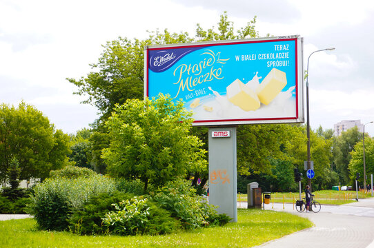 E. Wedel white chocolate advertisement on a billboard