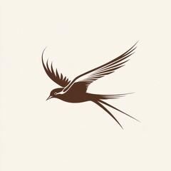 Obraz premium Stylized brown bird in flight, minimalist design.