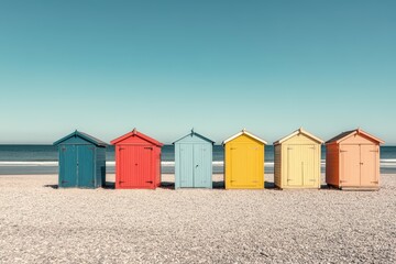 Naklejka premium View of beach and water, Flic-en-Flac, Mauritius. Beautiful simple AI generated image