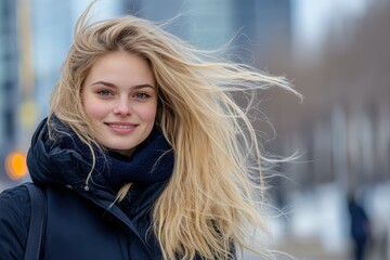 Naklejka premium Beautiful girl with clean skin, natural make-up. Sensual fashion woman face close up. Beauty portrait of young sexy woman.. Beautiful simple AI generated image