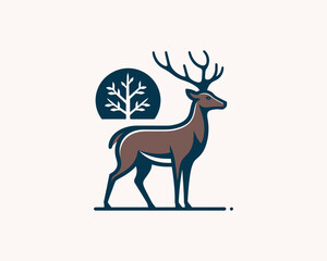 Obraz premium Deer logo vector template. Deer head icon symbol vector illustration. Deer silhouette logo 