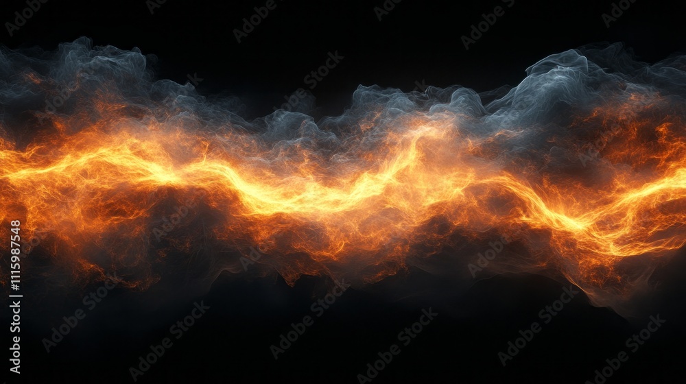 Poster bright orange flames twist and curl, illuminating the surrounding darkness with an almost hypnotic g
