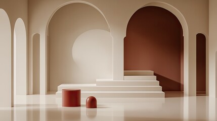 Fototapeta premium A minimalist earth-tone backdrop with smooth color transitions and simple design elements.