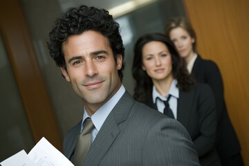 Multi-ethnic businesspeople typing on computers. Beautiful simple AI generated image