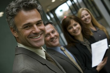 Multi-ethnic businesspeople typing on computers. Beautiful simple AI generated image