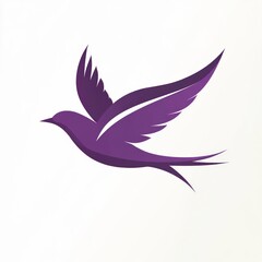 Obraz premium Here's a description and keywords for your image.. Purple stylized bird in flight, minimalist design.
