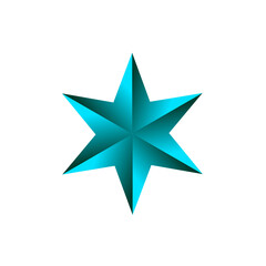 Obraz premium Turquoise Six Pointed Star isolated on transparent. A Symbol of Serenity and Modern Elegance