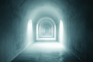 A fairytale-like stone pathway illuminated by magical blue lights in a mystical forest. Beautiful simple AI generated image