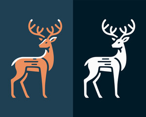 Deer logo vector template. Deer icon symbol vector illustration. Deer silhouette logo black and white.