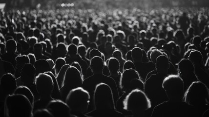 Obraz premium A crowd of people in silhouette, creating a striking visual impact.