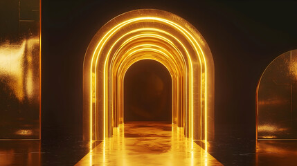 Fototapeta premium Entrance Icon in Gold for Premium Fashion Experience in Metaverse.