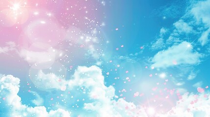 Pink and Sky Blue Valentine's Day Pink Background 