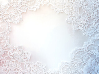 background with intricate lace patterns and a soft, pastel color palette. 