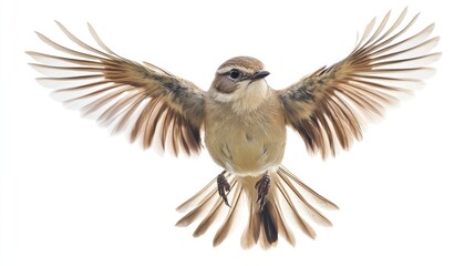 Obraz premium A bird in mid-flight, showcasing its wings and feathers in detail.