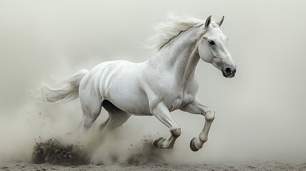 Fototapeta premium Majestic horse in motion hand drawn pencil artwork