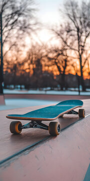 Skateboard em uma rampa em um parque de skate.