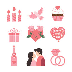 Happy Valentines Day icon collection set