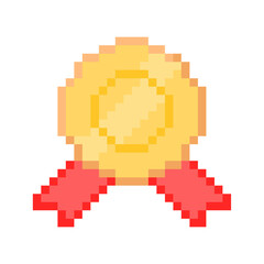 Obraz premium Pixel illustration of a gold sticker