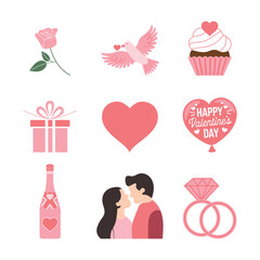 Happy Valentines Day icon collection set