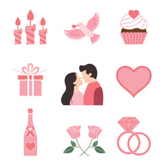 Happy Valentines Day icon collection set