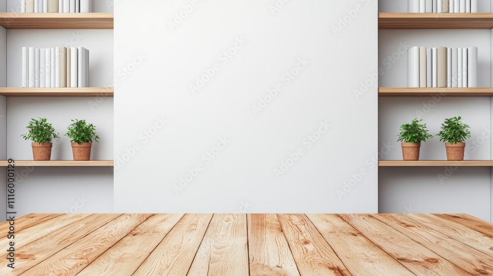 Poster minimalist home office setup promoting productivity and simplicity