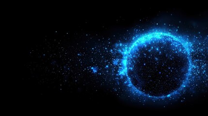 Obraz premium A blue sphere with a lot of stars surrounding it