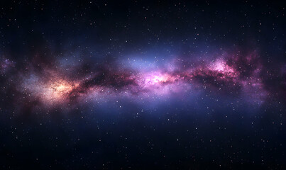 Obraz premium Breathtaking panoramic view of the Milky Way galaxy, showcasing vibrant colors and countless stars. Perfect for cosmic, space, or astronomy projects.