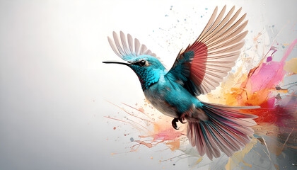 Obraz premium Colorful Bird Flying in White Background