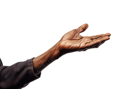 Outstretched hand, open palm cut out transparent isolated PNG - Powered by Adobe