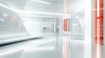 3D rendering of a data center with server racks. Computer mainframe in modern, futuristic technology, a super computer room interior design.