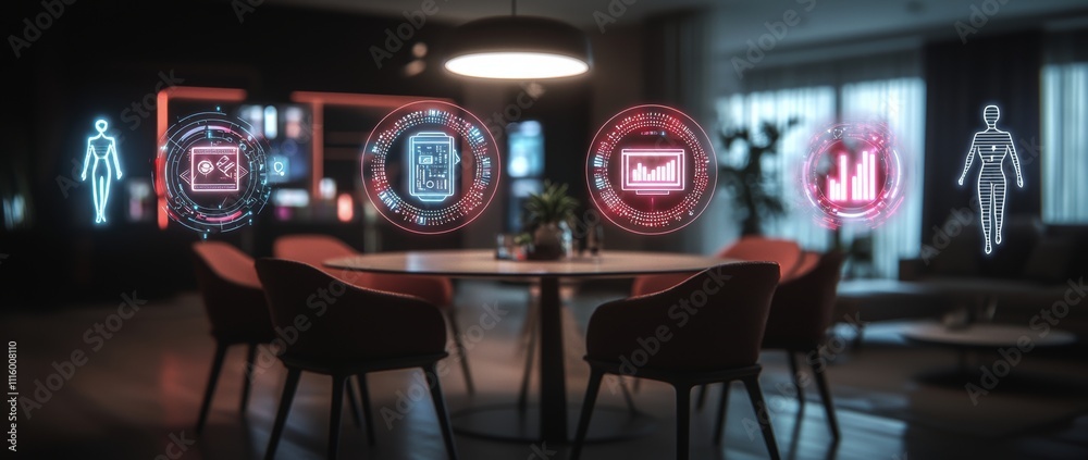 Poster Present a visually stunning image of a smart home filled with connected devices and appliances using stock.