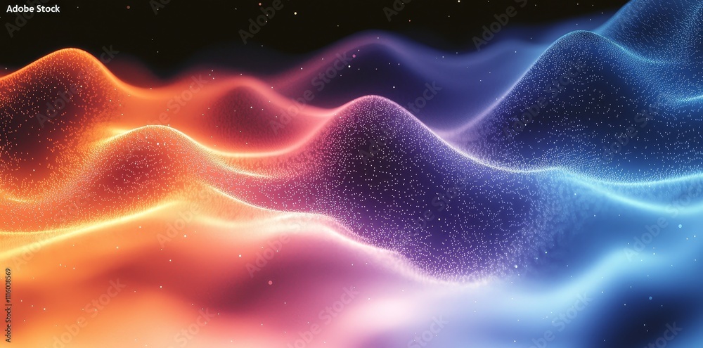 Poster Summer poster design seamless colors teal abstract wave pattern with magenta purple grainy gradient background noise texture effect. Abstract modern gradient web banner design.