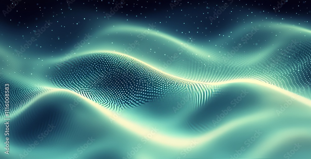 Aufkleber Summer poster design seamless colors teal abstract wave pattern. Retro lime green grainy gradient background noise texture effect. Modern gradient web banner.