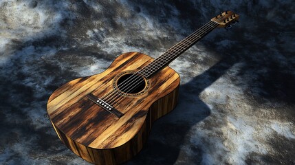 Stunning Acoustic Guitar on Weathered Concrete Background