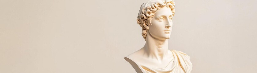 Classic plaster bust with dramatic lighting, enhancing its timeless appeal