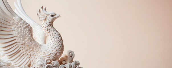Obraz premium Decorative plaster figurine of a phoenix, detailed and ornate